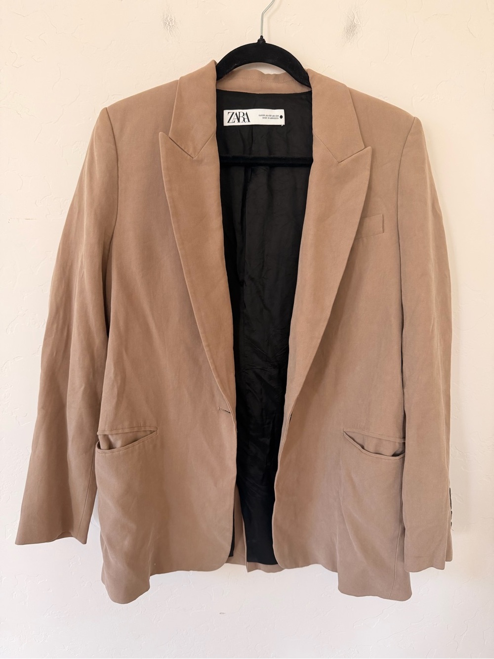 Zara Single Button Beige Blazer Size XS